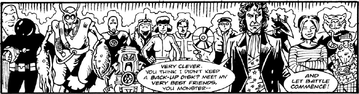 The Doctor's comic strip friends. An odder bunch.